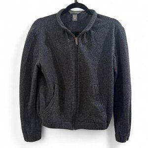 Banana Republic Gray Wool Bomber Full-Zip Sweater Jacket w/ Pockets - Small